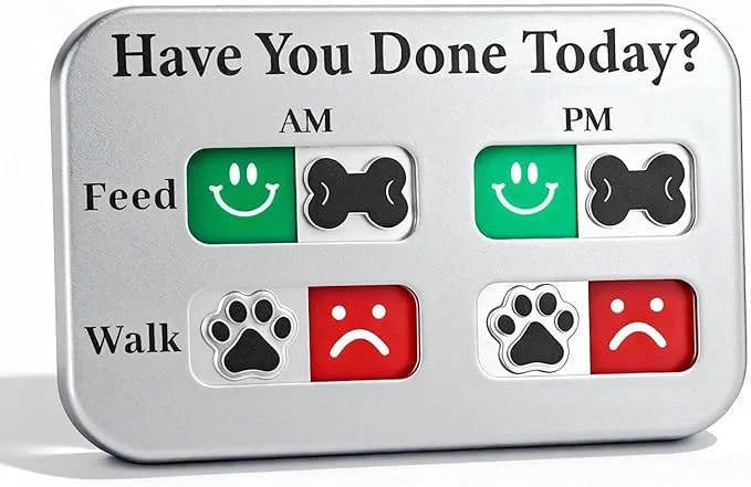 Convenient YAUYIK Dog Feeding Reminder Magnetic Reminder Sticker AM PM Daily Indication Chart Feed Walk Your Pets Fridge Magnets and Double Sided Tape Helps You to Track Pet Feeding Walking Silver About This Lightweight