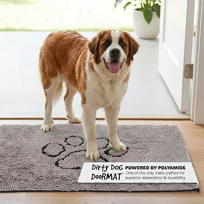 Expertly Made Dog Gone Smart Dirty Dog Doormat – Fast Drying Rug with Super Gripper Backing for Clean Floors – Super Absorbent and Machine Washable Mat for Muddy Paws – GreyAbout ThisOverview Trusted