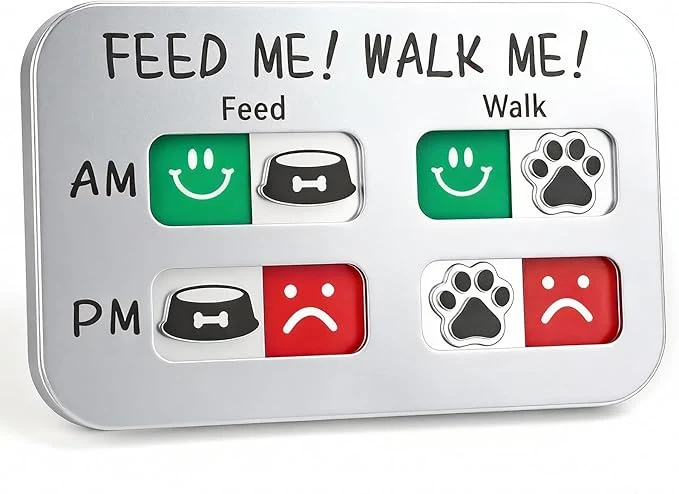 Traditional YAUYIK Dog Feeding Reminder Puppy Feeding Schedule Chart AM PM Daily Indication Chart Feed Walk Your Pets Helps You to Track Pet Feeding Walking Silver About This Sustainable