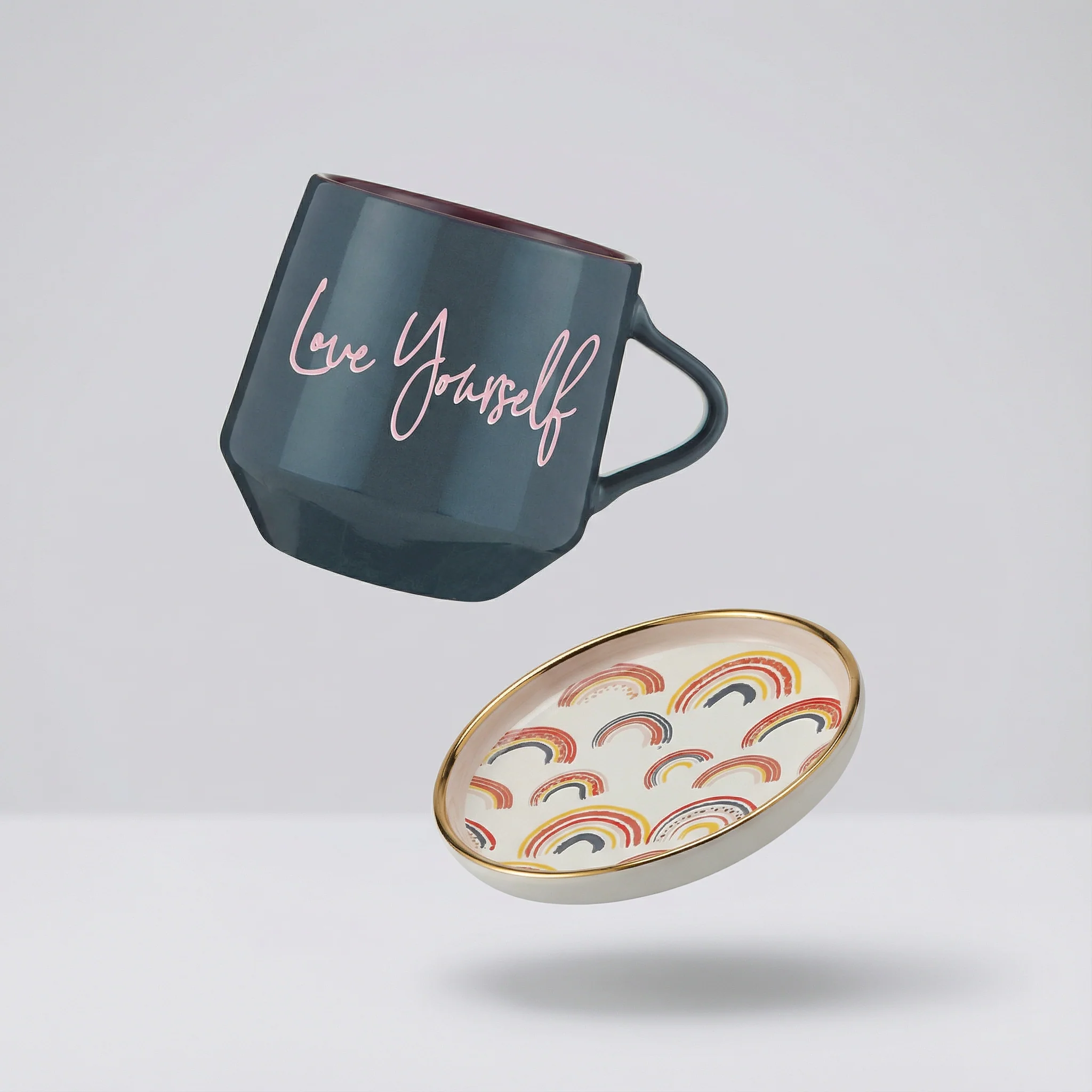 Long-Lasting Love Yourself Mug Coaster Lid with Rainbow Design Outstanding