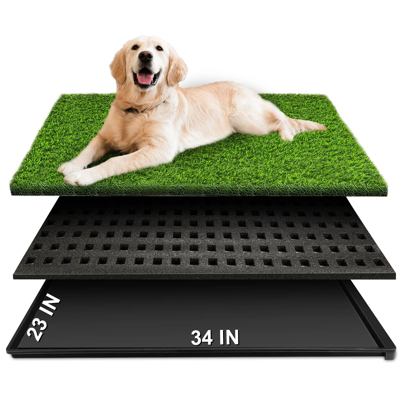 Specialty HURENTEK Dog Grass Pad with Tray – 34×23 Large Indoor Outdoor Potty Solution Dependable