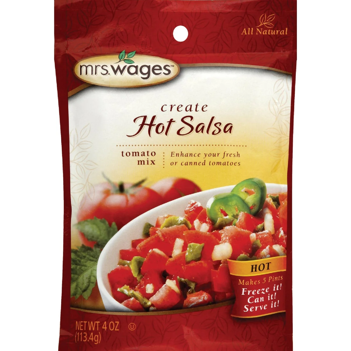 Advanced Mrs. Wages 4 Oz. Hot Salsa Tomato Mix Natural