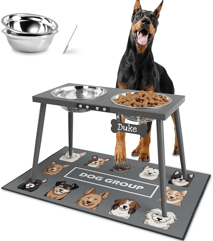 High-Performance d Dog Bowls for Large Extra Large Pet Raised Dog Bowl Stand with Sprill Proof Mat and Bowls 2000ml 70oz Pet Food Water Bowl 15.5 Tall Dogs Feeder for Extra Large Breed GreyAbout ThisOverview Functional