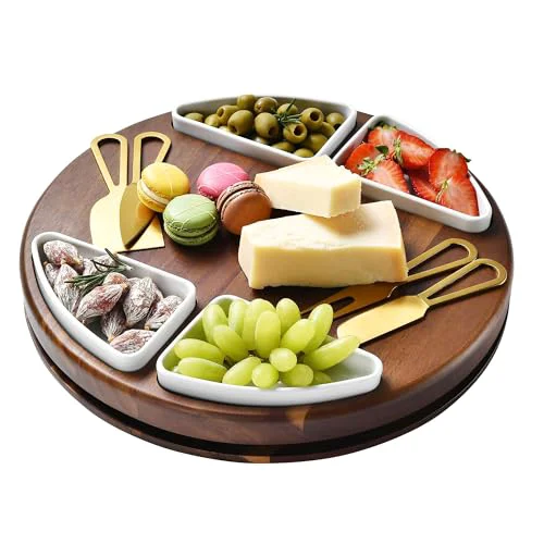 Crafted Upgraded Lazy Susan Cheese Cutting Board Set Dependable