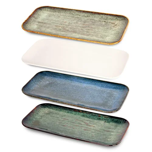 Stylish Porcelain Dinner Plates 4 Count Reusable