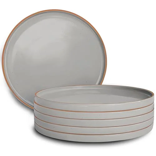 Official Ceramic Flat Dinner Plates Set of 6 6 Count Functional