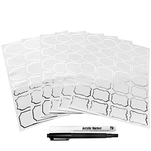 Elite Kitchen Pantry Food Containers Clear Labels with Silver Border Premium