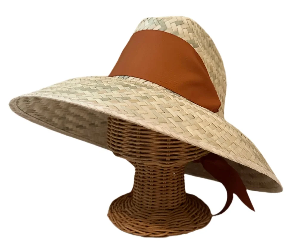 Powerful Begonia Sun Hat – Burnt Orange Rust Wide Short Grosgrain Ribbon Fast