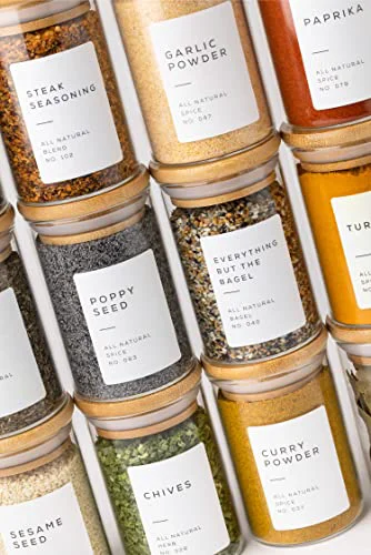 Verified Glass Spice Jars with Label Pack 12 Count Modern