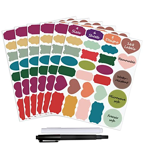 Comfortable Colored Chalkboard Labels for Food Containers 168pcs Premium Material