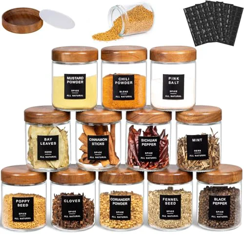 High-Grade Glass Spice Containers for Kitchen 12 Count Effective