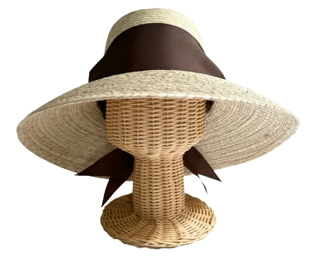 Refined Wildflower Sun Hat – Chocolate Brown Wide Short Grosgrain Ribbon First-Class