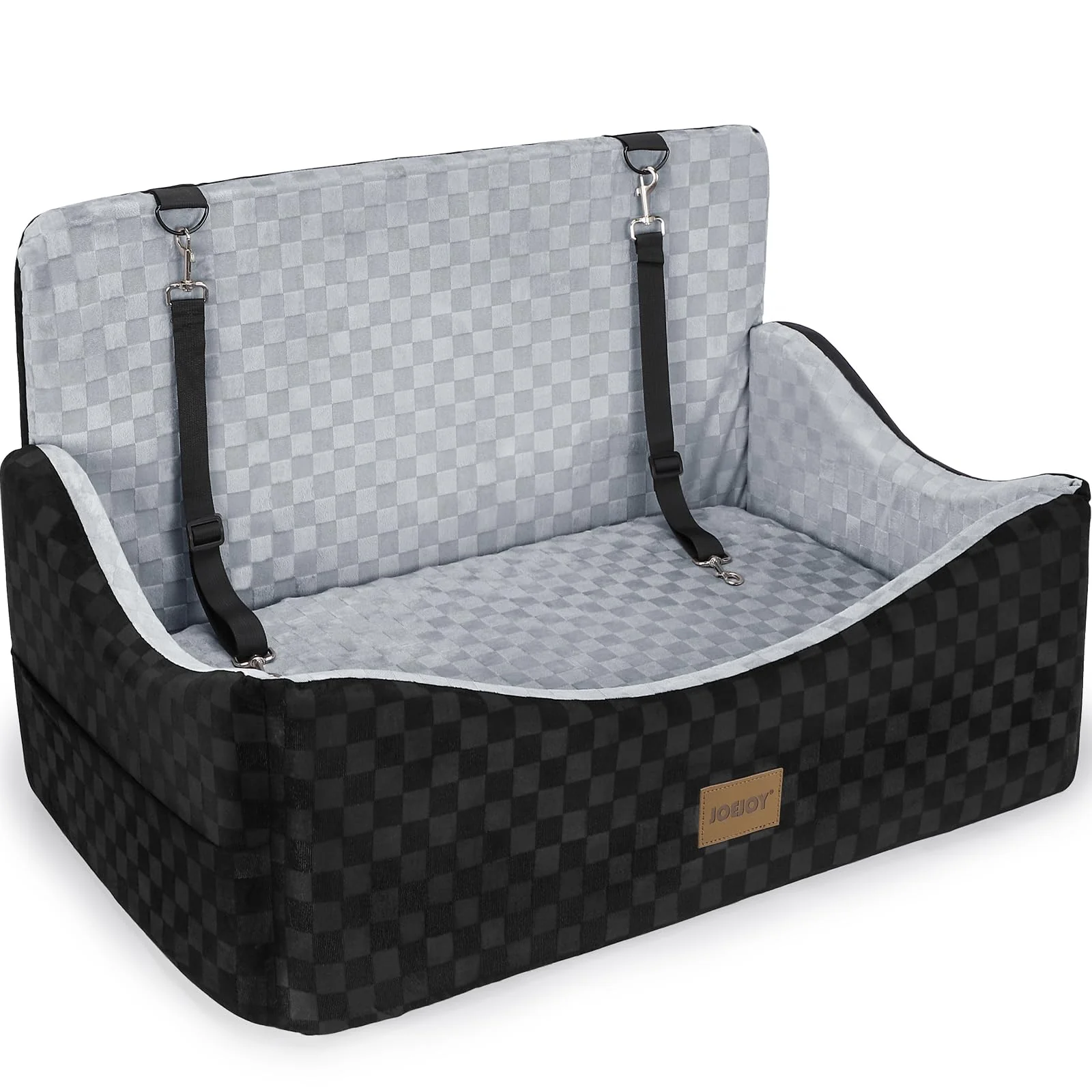 Eco-Friendly JOEJOY Dog Car Seat for Medium Large Dogs – Memory Foam Reversible Cover 55 lb Capacity Artisan