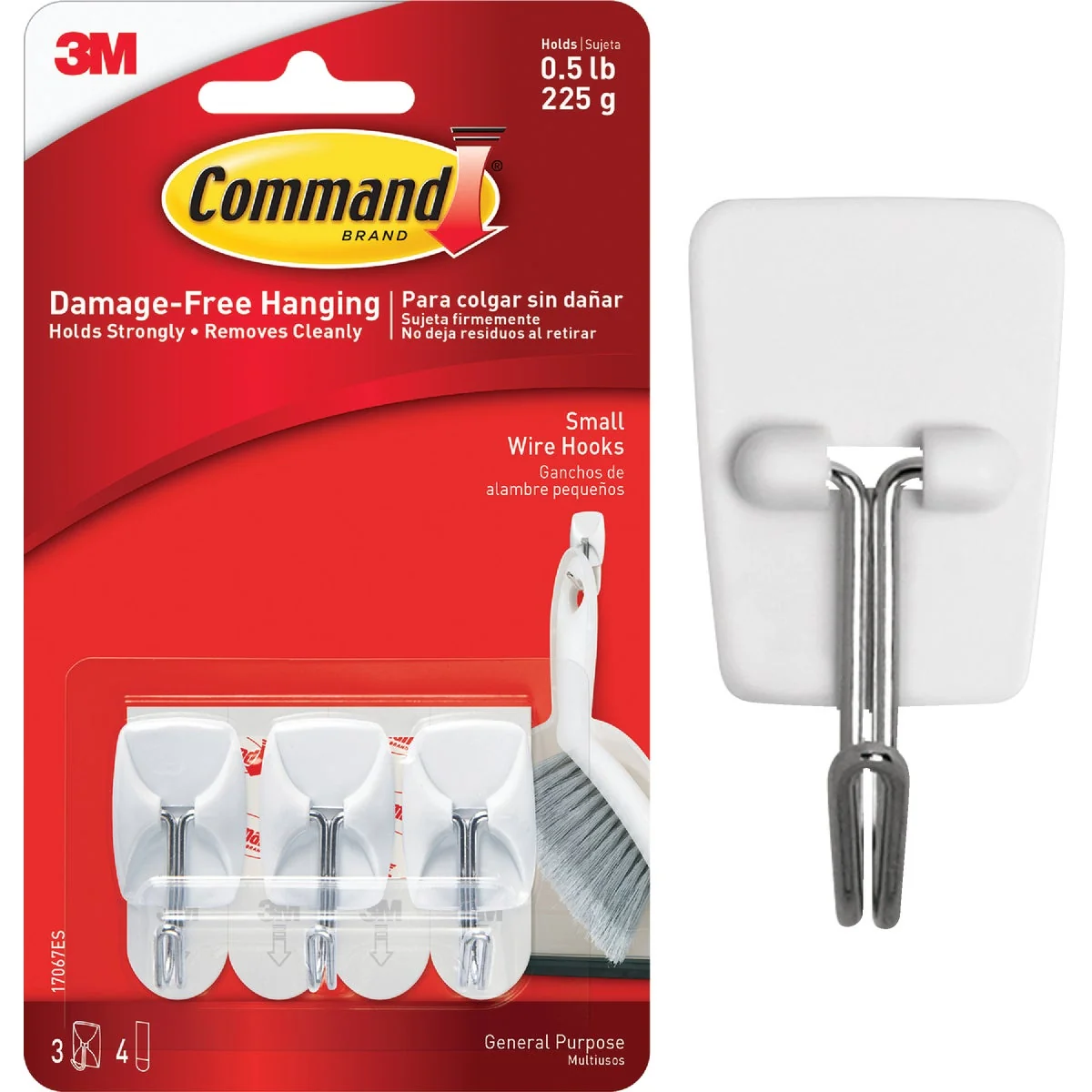 Long-Lasting Command 3 4 In. x 1-5 8 In. Wire Adhesive Hook 3 Pack Certified