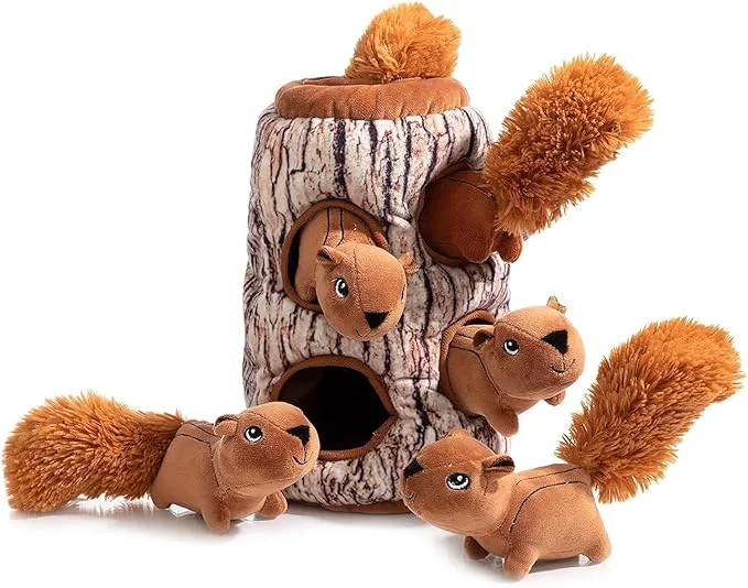 Sustainable Hollypet Hide and Seek Squeaky Dog Toy Designed Interactive Puzzle Plush Stuffed Puppy Toy SquirrelAbout This Recyclable