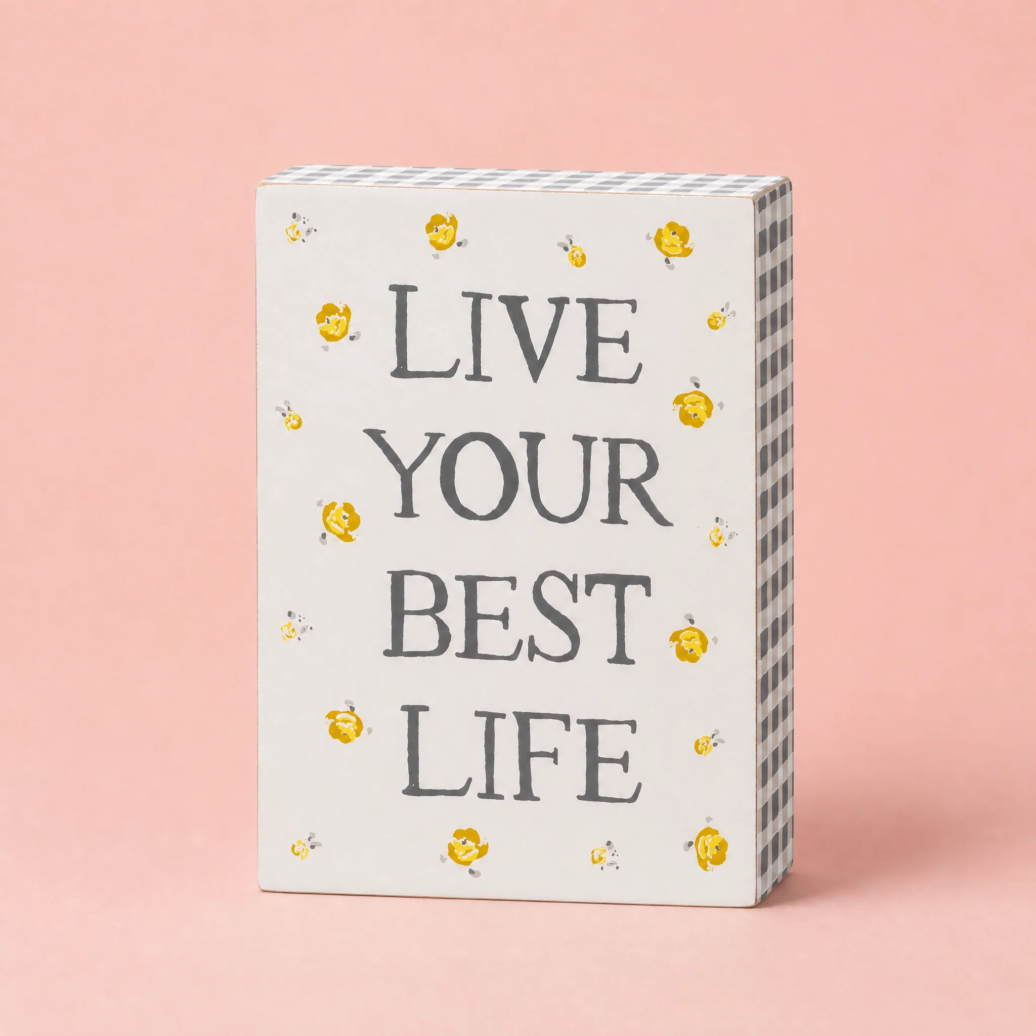 Fine Crafted Live Your Life Watercolor Box Sign Motivational Quote Wooden Sign Decor Display 6 x 8 Refined