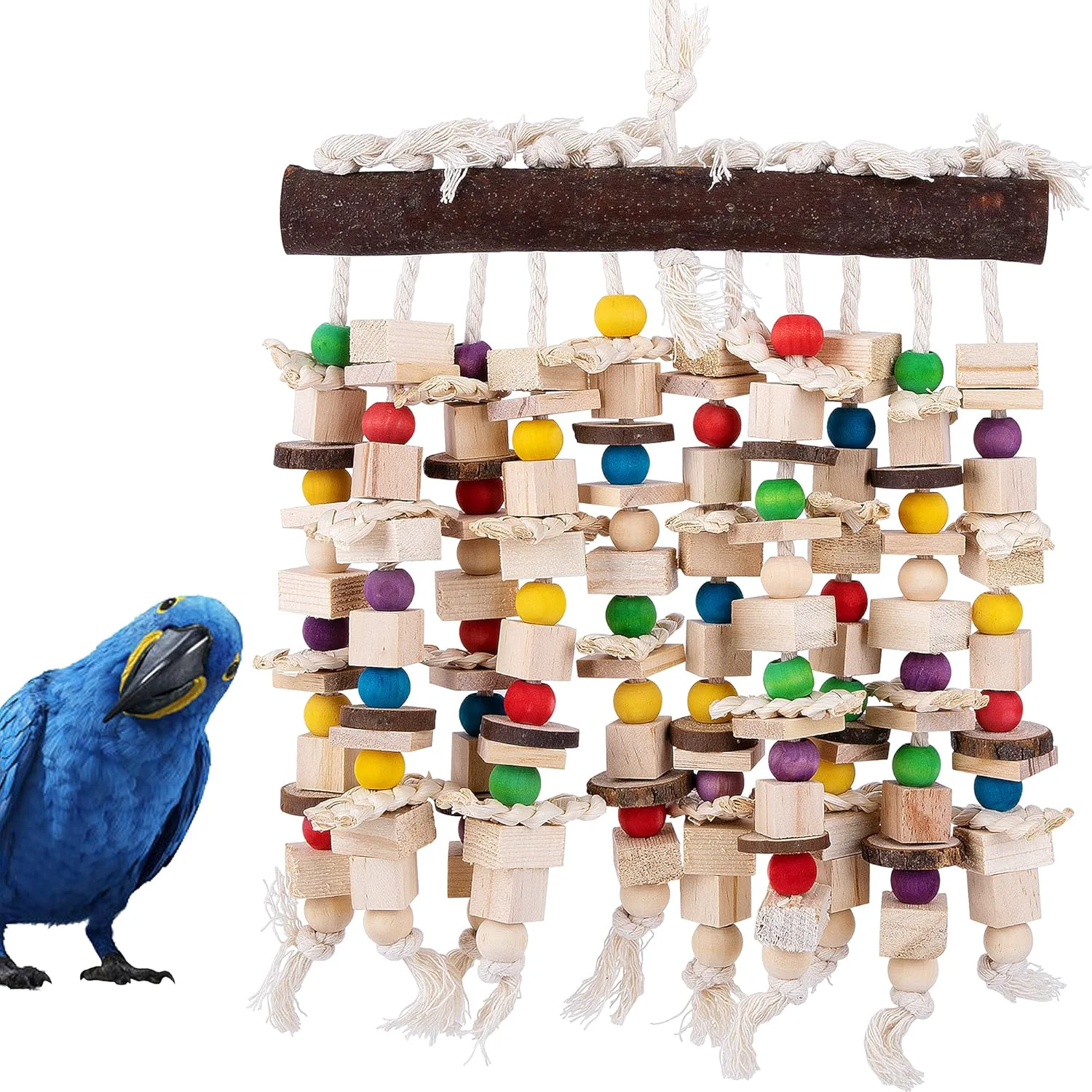 Fine Crafted Deloky Large Bird Parrot Chewing Toy -Natural Wooden Blocks Bird Parrot Tearing Toys Suggested for Large Macaws cokatoos African Grey and a Variety of Amazon Parrots Natural Next-Generation
