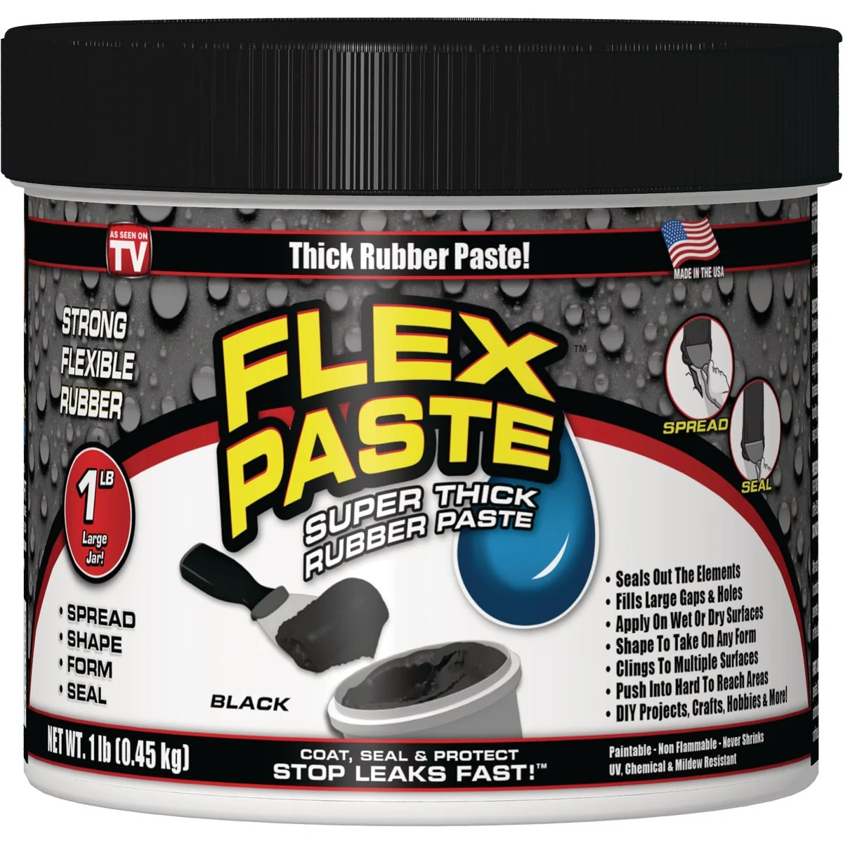 Comfortable Flex Paste 1 Lb. Rubber Sealant Black Detailed