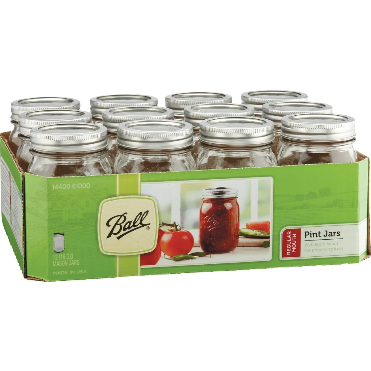 Certified Ball 1 Pint Regular Mouth Mason Canning Jar 12-Count Unique