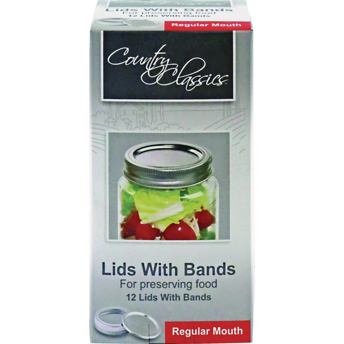 Smart Country Classics Regular Mouth Canning Jar Lids Bands 12-Count Traditional