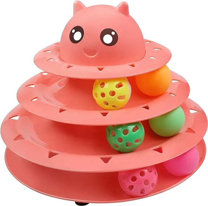 Natural UPSKY Cat Toy Roller 3-Level Turntable Cat Toy Balls Reliable