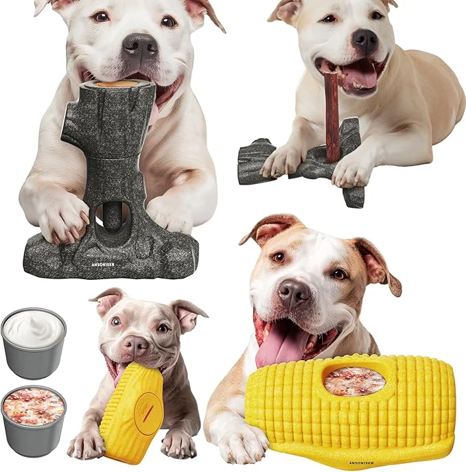Reusable Ansoniser 2-in-1 Durable Dog Toy Bundle，Bully Stick Holder Frozen Treat Slow Feeder for Aggressive Chewers Food-Safe Interactive Toys to Relieve Boredom Gift for Small to Large DogsAbout This Authentic