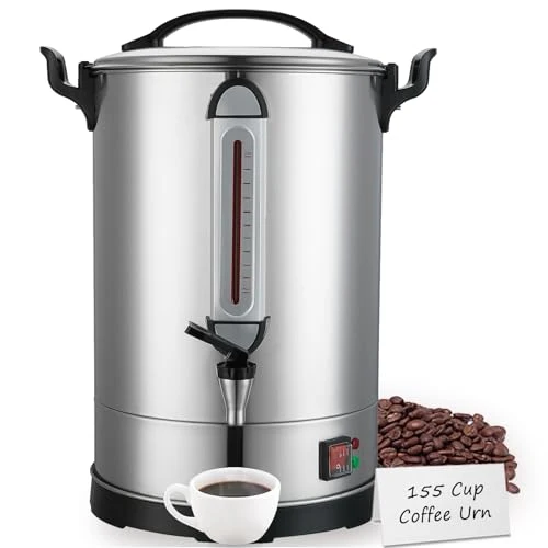 Casual 24L Coffee Percolator Large Coffee Maker 155 Cups Commercial Coffee Urn Electric Industrial Coffee Maker Hot Water Dispenser Machine for Catering Convenient