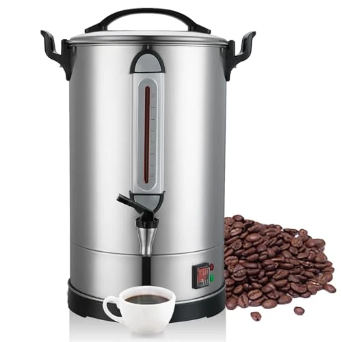 Carefully Designed Commercial Coffee Maker 100 Cup Large Coffee Urn 4 Gallon 16L Industrial Coffee Dispenser 1300W Quick Brew Dual Wall Stainless Steel Hot Water Urn Tea Maker for Catering Clean