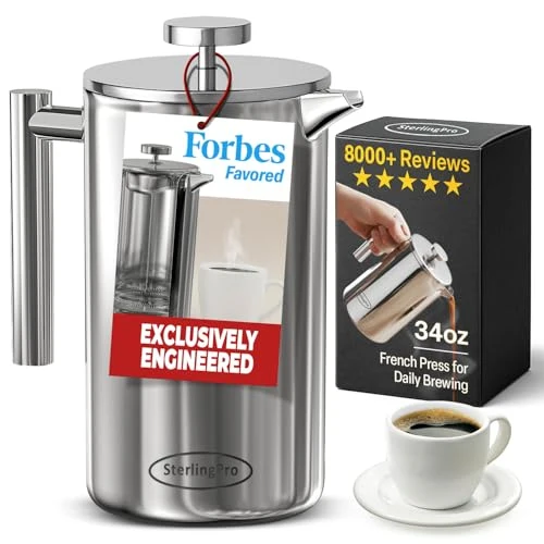 Detailed Non Toxic Insulated Stainless Steel French Press Coffee Maker 34oz Proven