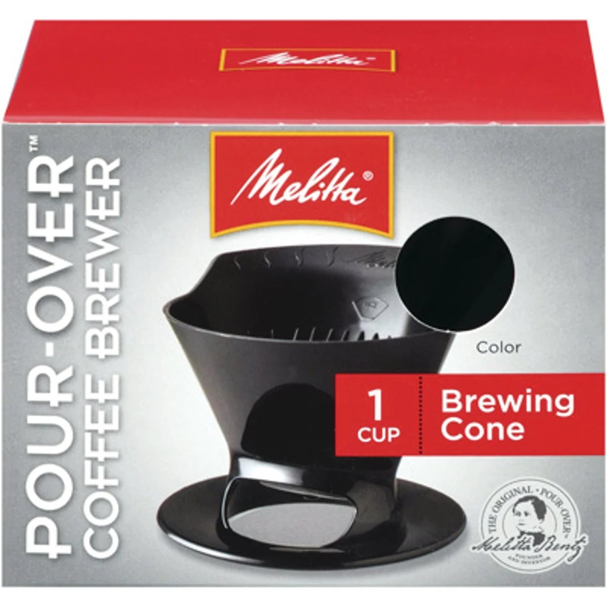 Professional Melitta Pour-Over Black 1 Cup Filter Cone Coffee Brewer Eco-Friendly