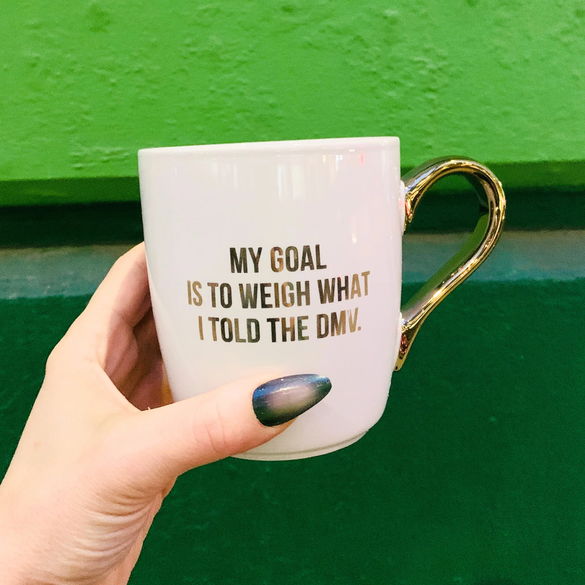 Powerful My Goal Is To Weigh Gold Handle Mug Stoneware Coffee Tea Cup 16oz Modern