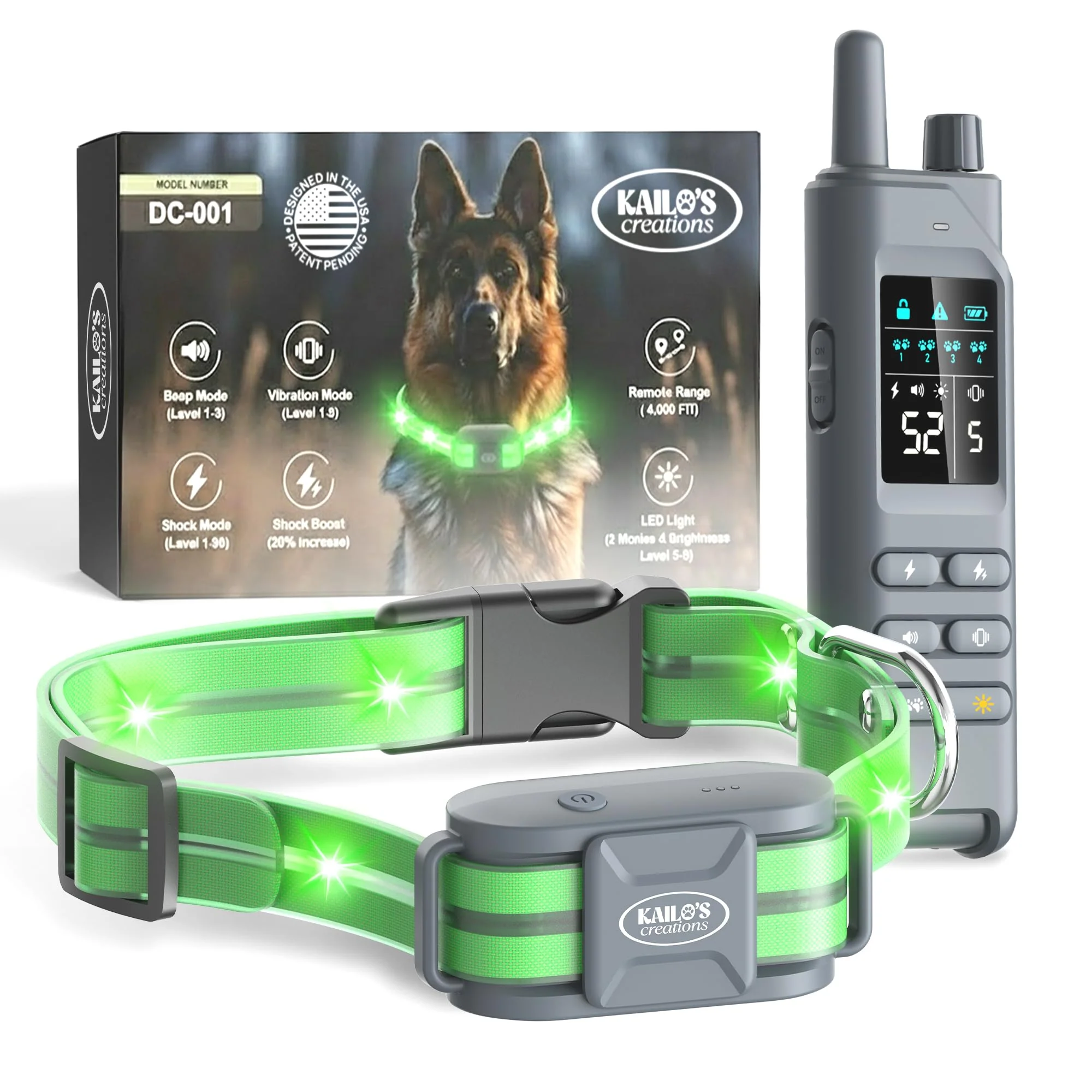 Soft Kailo’s Creations 2-in-1 Dog Collar with Remote 360° LED Lights 4200ft Range IPX8 Versatile