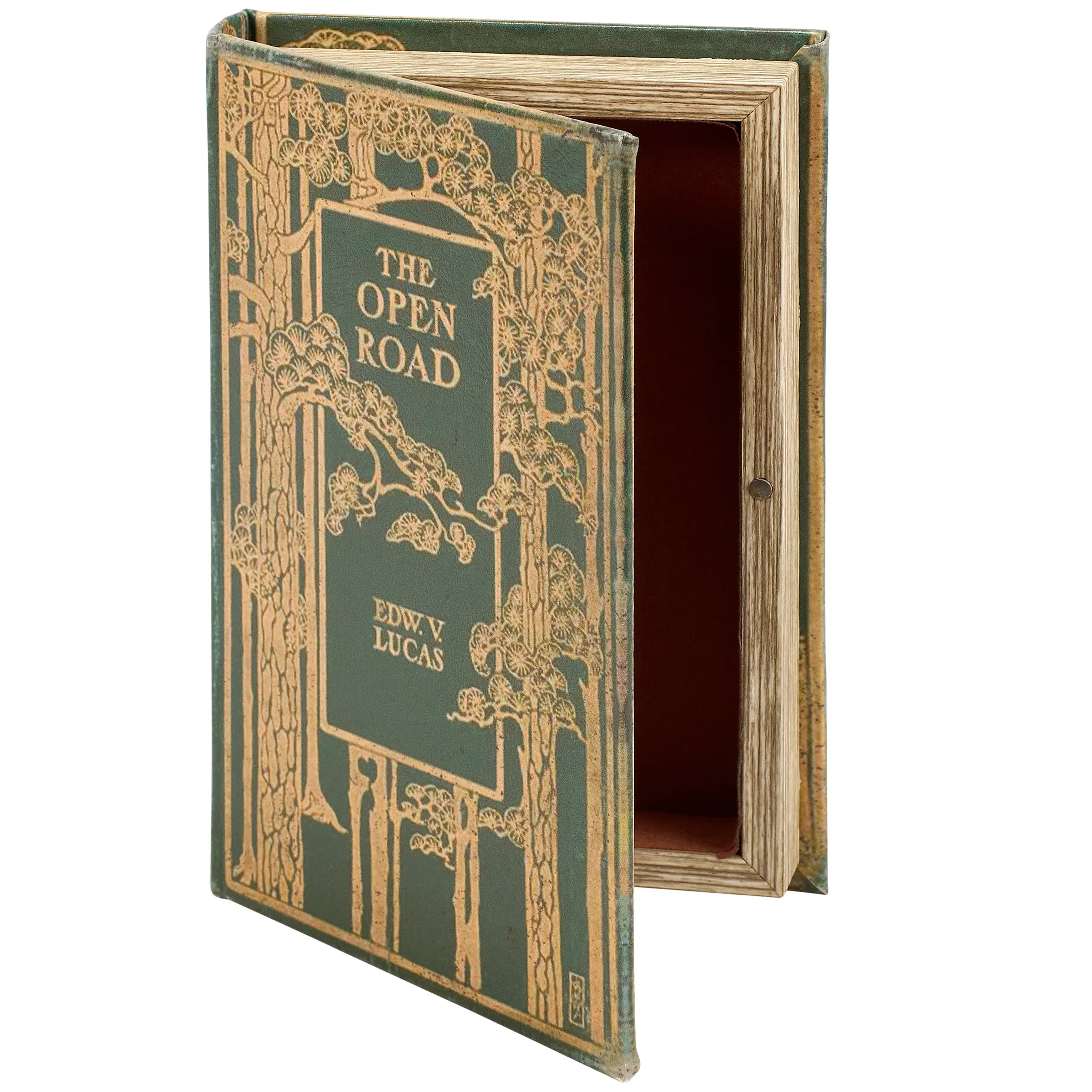 Lightweight The Open Road Vintage Book Box Trees Book Shaped Storage Stash Trinket Box Traditional