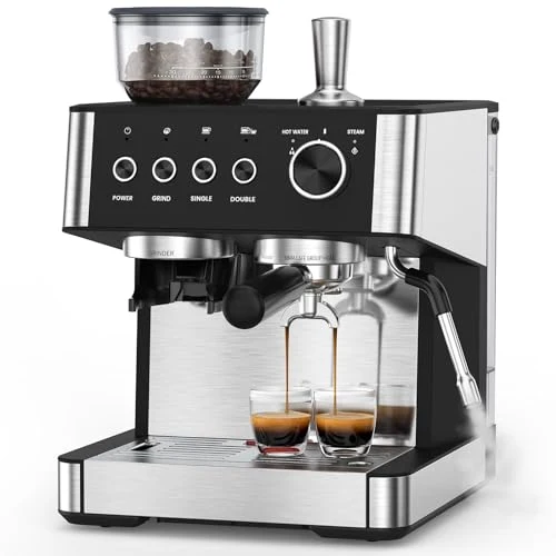 Fashionable 20 Bar Espresso Machine with Grinder Milk Frother Dependable