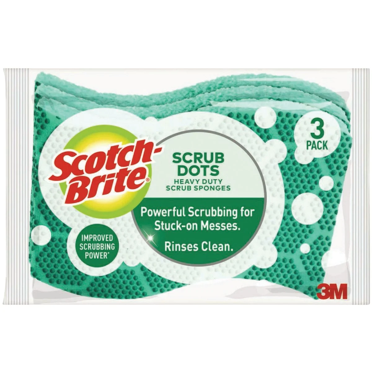 Solid Scotch-Brite Scrub Dots Heavy Duty Scrub Sponge 3-Pack High-End