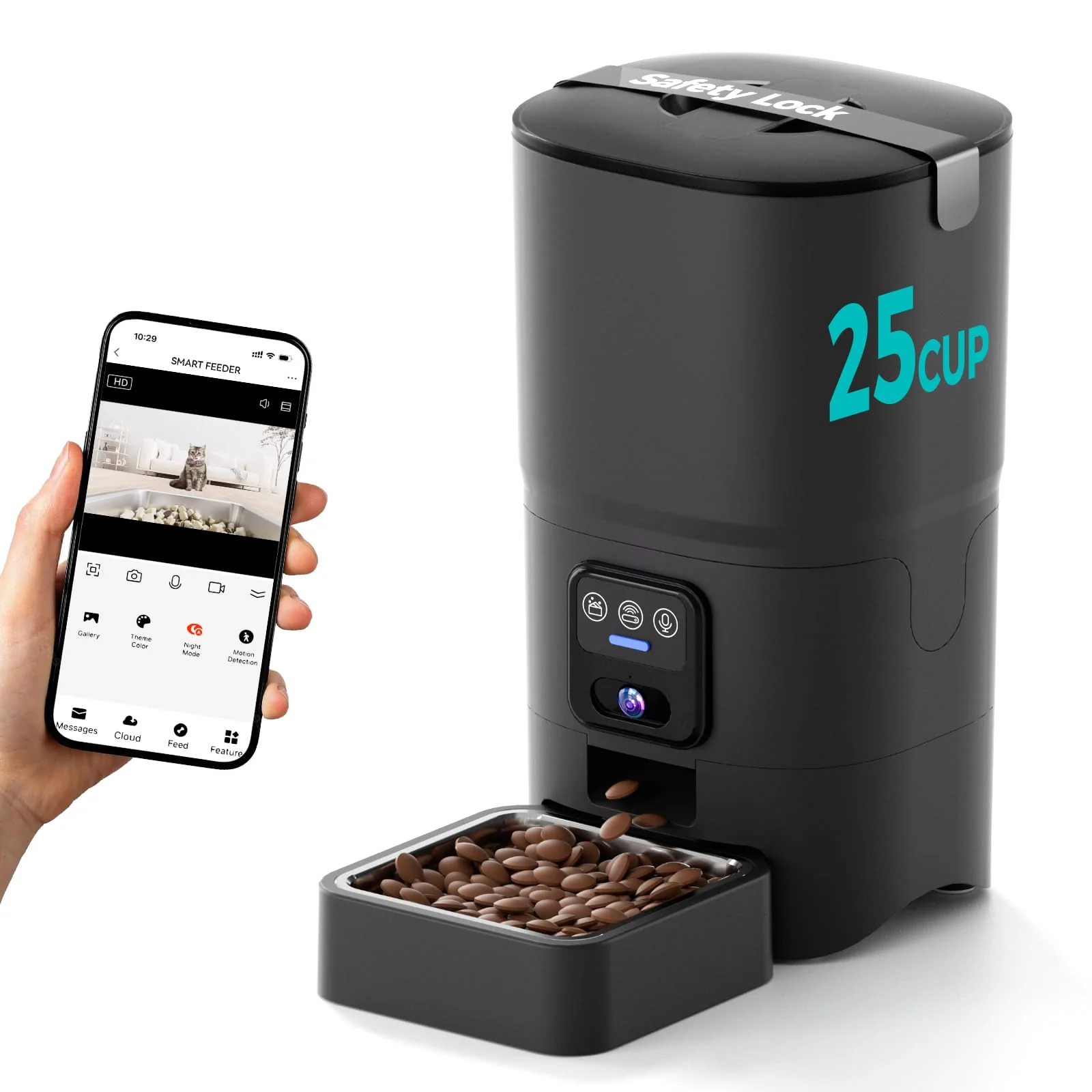 Exclusive PAPIFEED Automatic Cat Feeder 1080P HD Camera 6L WiFi App Flexible