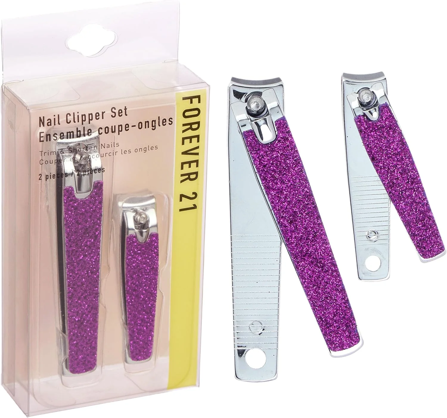 Trusted Nail Clippers Set – 2pc Purple Glitter Nail Clipper Value Pack Big Small Precision Nail Clippers Pack Essential Manicure Pedicure Tools Smart