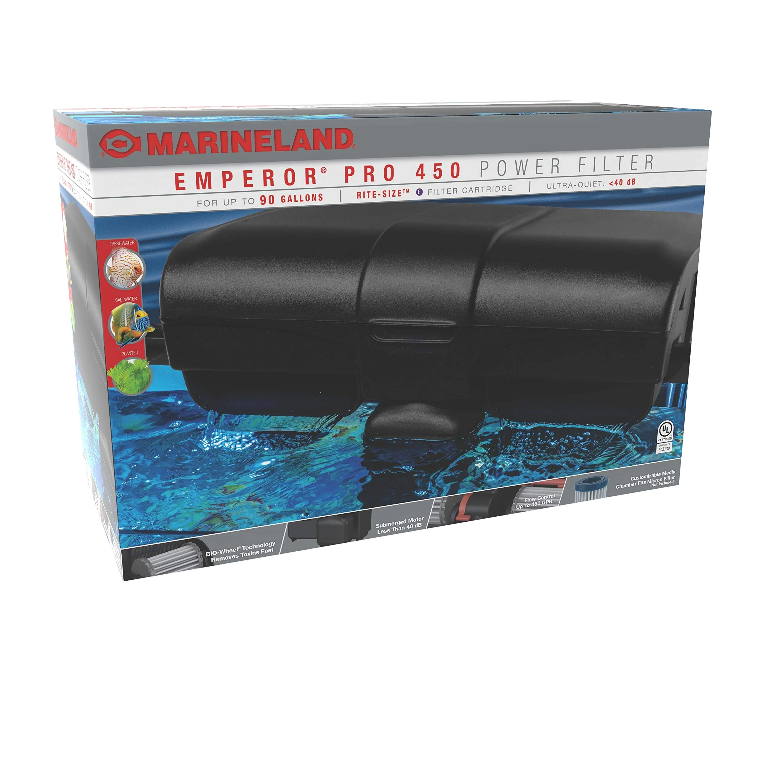 Relaxed MarineLand Penguin PRO Power Filter — Quiet Multi-Stage Filtration 450 GPH Proven
