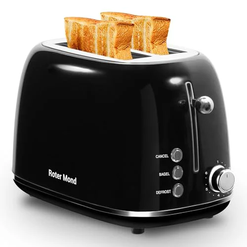 Pure 2 Slice Toaster Retro Stainless Steel with Bagel Natural