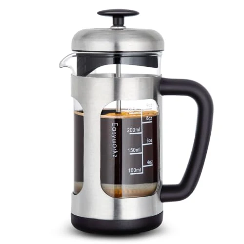 Reusable Stainless Steel French Press 12 oz Coffee Tea Maker with Soft Grip Handle Dependable