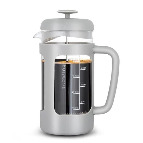 Relaxed French Press 34 oz Coffee Tea Maker with Borosilicate Glass Natural