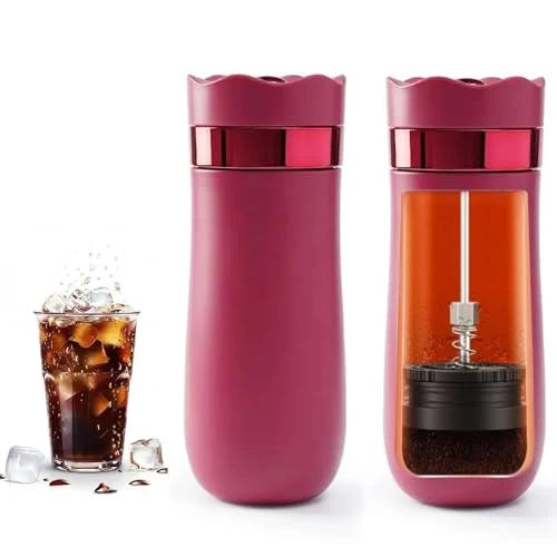 Outstanding Portable Travel French Press Coffee Maker 12oz Portable French Coffee Maker and Tea Maker Double Walled Stainless Steel Vacuum Insulated Coffee Mug Great for Camping and Traveling Fast