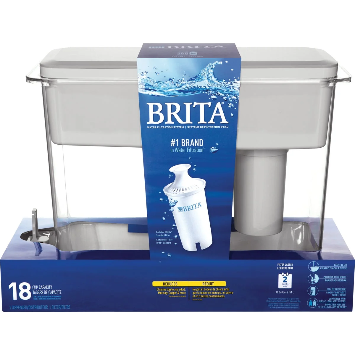 Organic Brita 18 Cup Gray Ultramax Filtered Water Dispenser Refined