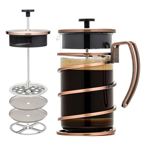 First-Class French Press Coffee Maker 34oz with 4 Filters System Stylish