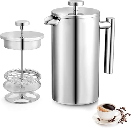 User-Friendly 34oz French Press Coffee Maker Stainless Steel Insulated Coffee Press Stainless Steel French Press 1 Liter Fashionable