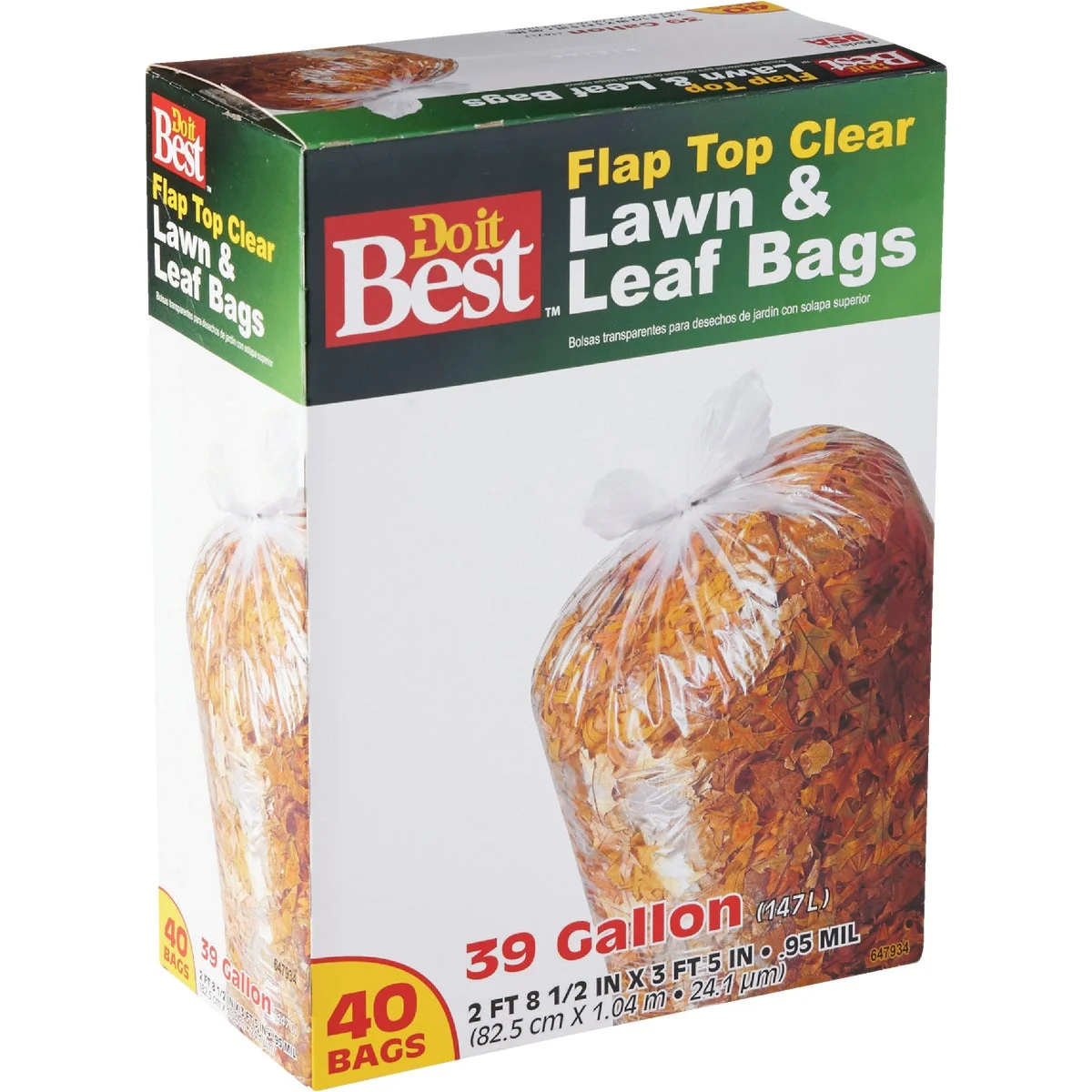 Durable Do it 39 Gal. Clear Flap Tie Lawn Leaf Bag 40-Count Reliable