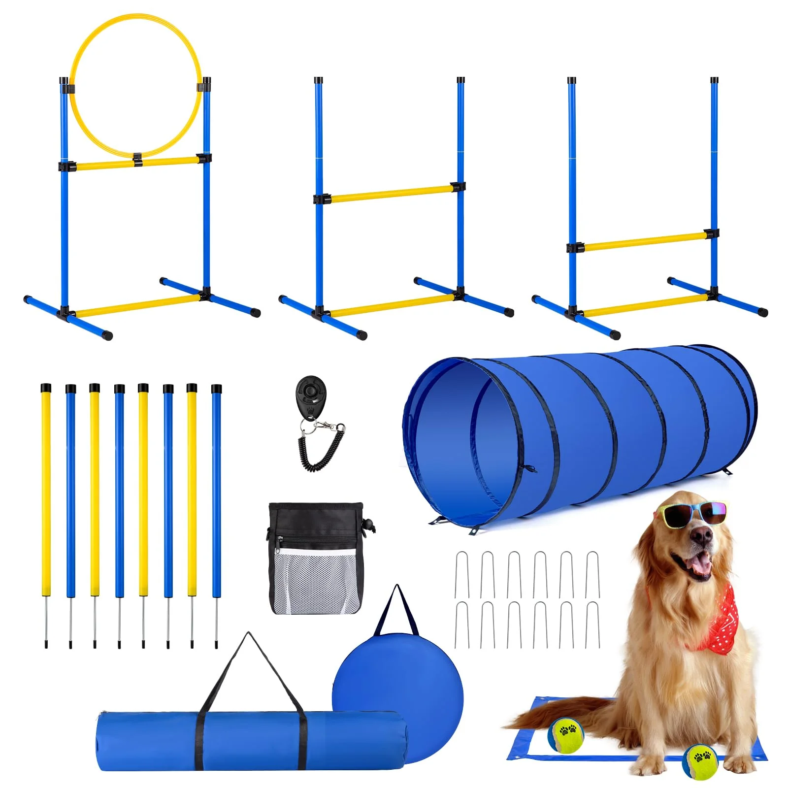 Organic JRUICFDY Dog Agility Course Backyard Set – 11-Piece Outdoor Obstacle Training Kit Verified