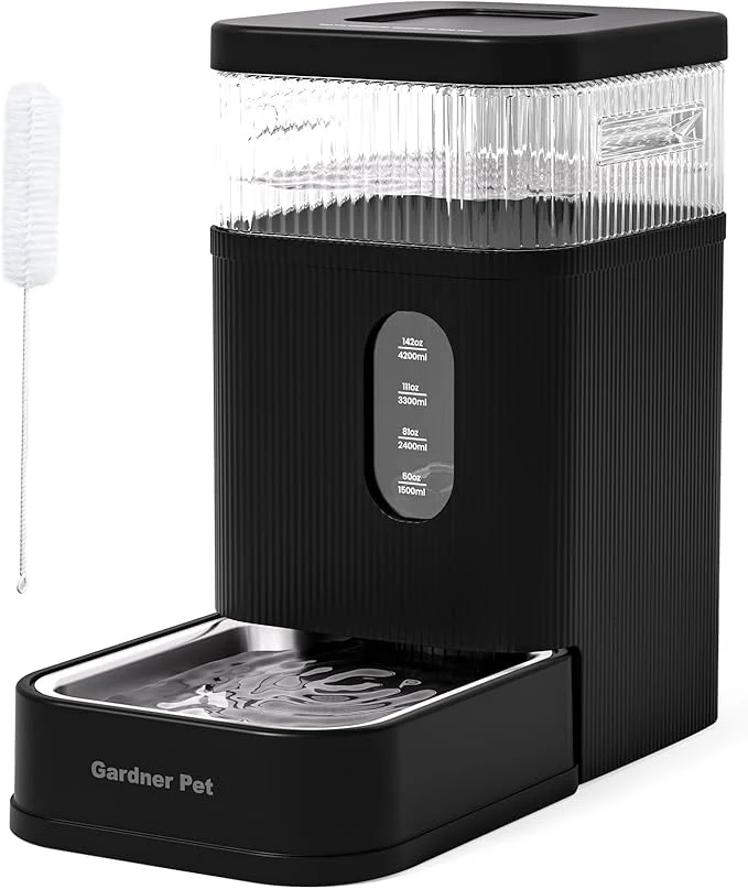 Artisan Gardner Pet Automatic Dog Water Dispenser Gravity Waterer with Stainless Steel Bowl Water Dispenser 8.5L Large Capacity Water Feeder with Filters for Dogs Cats Pets BPA- Noise- Black 8.5L About ThisOverview Original Design