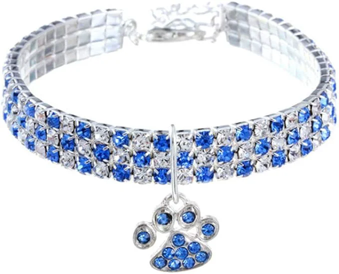 User-Friendly Pet Collar with Diamonds Adjustable Crystal Diamond Elastic Heart Claw Pendant Elegant