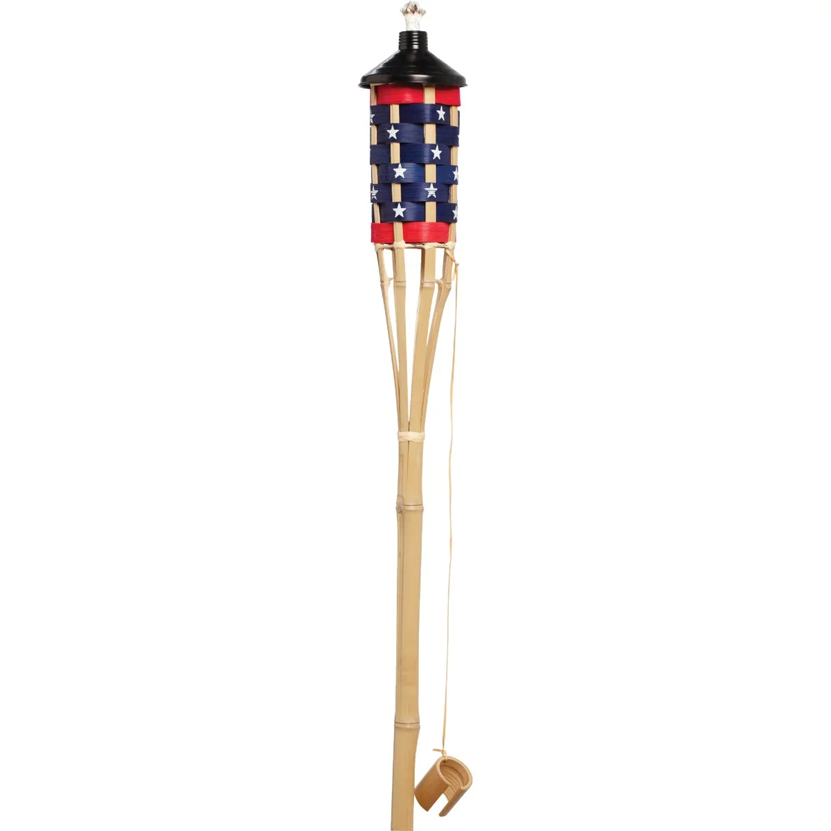 Comfortable Outdoor Expressions 5 Ft. Natural Bamboo American Flag Patio Torch Easy-to-Use